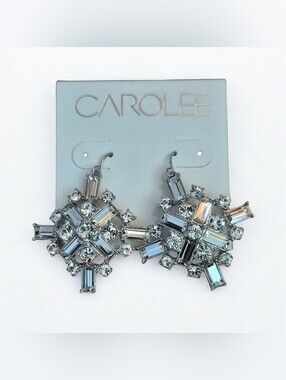 Carolee Silver-Tone Multicolor Iridescent Crystal Cluster Drop Earrings
